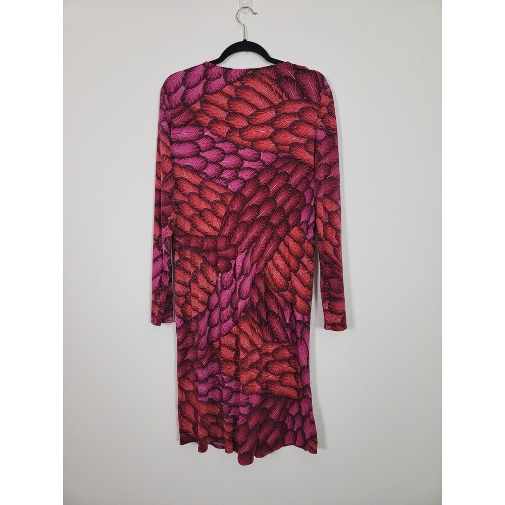 Gypsy Mara Hoffman Dress Womens Large Pink Red Feather Print Feminine Botanical - Picture 3 of 10
